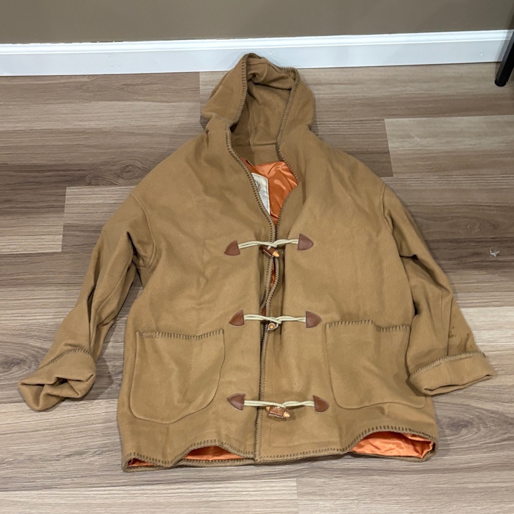 Express Tan Trench Coat with Orange Lining